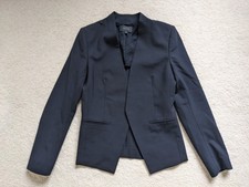 Theory Lanai Solid Black Virgin Wool Blend Women's Blazer Jacket Size Us00 Uk2