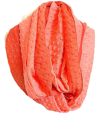 ECHO Infinity Loop Round Scarf  Pink Embossed Polka Dot 2 Yards x 20''  NEW NWT