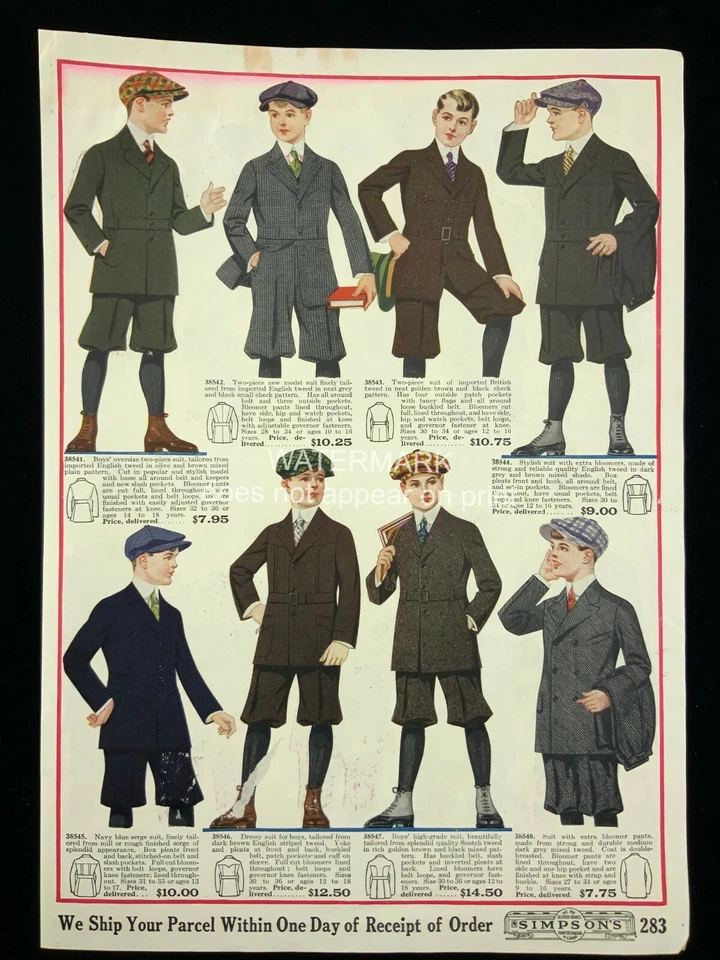 1918 Simpson Company Catalog Boys Suits Tailored Print Advertising 453A - Image 2 of 2
