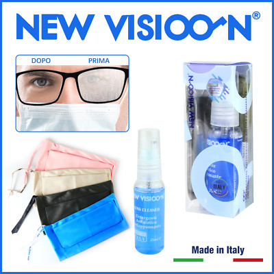 Spray Antiappannante per Occhiali panno pulizia occhiali da vista sole 25ml  KIT