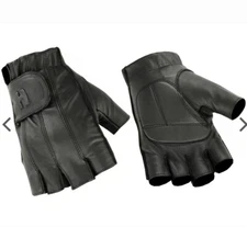 Men’s Hugger Fingerless Goat Leather Biking Gloves with Gel Palm /Medium