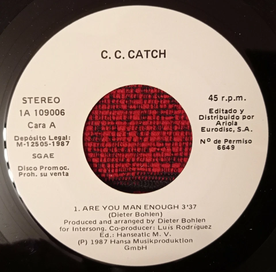 C.C. CATCH ** Are You Man Enough ** 1987 Spain PROMO 7" Single - Image 3 of 4