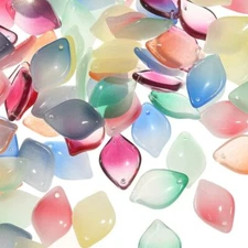 100x Luminous Lampwork Glass Charm Lily Flower Petal Pendants for Jewelry Making