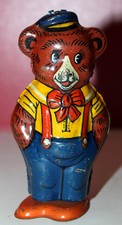 VINTAGE CHEIN TIN LITHO WIND UP CIRCUS WORKING BEAR MADE IN THE U.S.A. FIGURE
