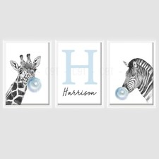 Safari Ragazzi Giungla Zoo Animale Personalizzato SOLO STAMPE A4 Bolla Nursery Room