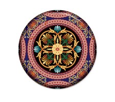 Arabesque Abstract Pattern - Handpressed Magnet or Pin 2.25" Round