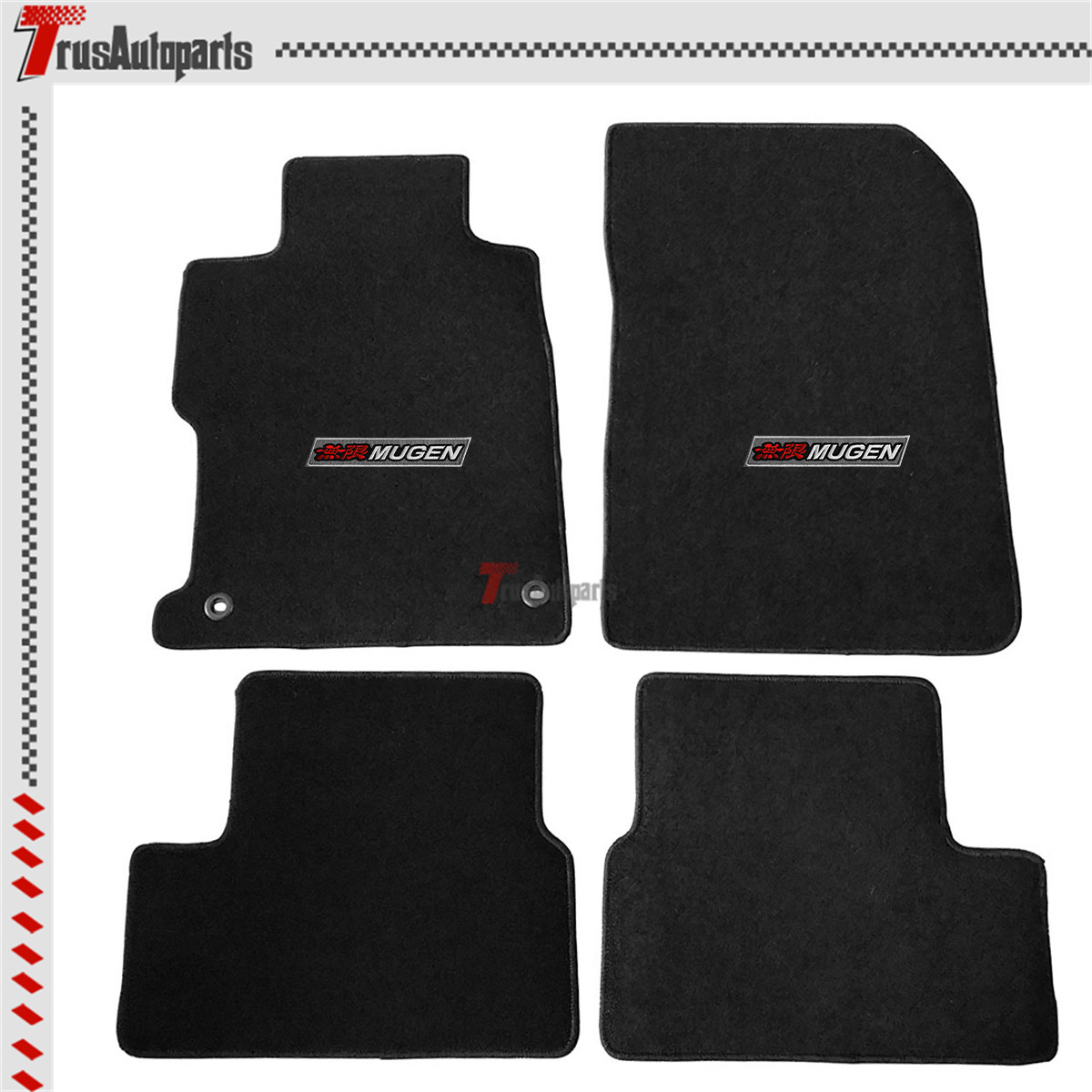 For 12-15 Honda Civic Coupe 2 Door Floor Mat Front Rear Carpet 4PCS Set w&sol; mugen