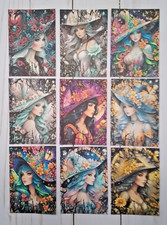 9 Fairy Witches Handmade Journal Cards Scrapbooks Junk Journals Crafts Parties