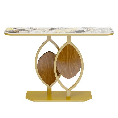 High-end Real Stone Console Table Glam Leaf Designed Hallway Entryway Furniture - Picture 7 of 19