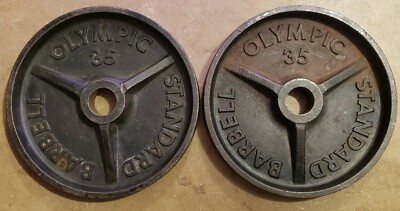 VTG Unbranded Ivanko 35lb PAIR Olympic Barbell weight plates A