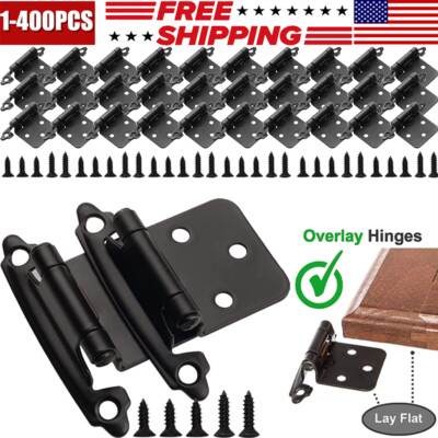 Overlay Cabinet Door 1/2 inch Hinges Self-Closing Face Mount  Hinge W/Screw Lot
