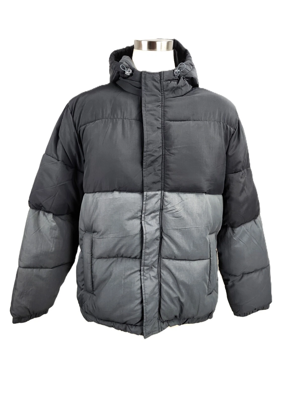 Goodfellow & Co Men's MIDWEIGHT Puffer Jacket, Black Gray Water Resistant Coat