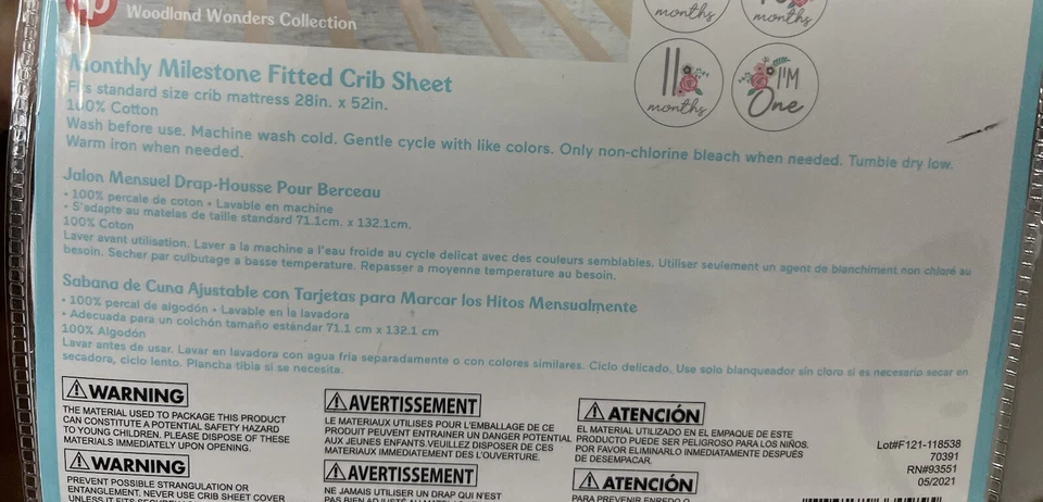 NEW Fisher Price Monthly Milestone Fitted Crib Sheet Woodland Wonders Collection - Image 3 of 4