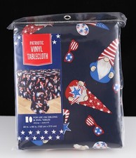 New Patriotic Vinyl Tablecloth Americana Gnome 60 x 84 For Oblong  Oval Tables