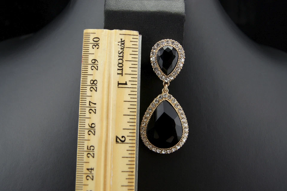 Araña Negra Cristal Estrás Novia Boda Reina Desfile Clip Pendiente Foto 2 de 4