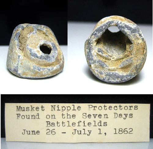 The 7 Days Battles VA Civil War Relic Dug Nipple Protector Made from .69 Bullet