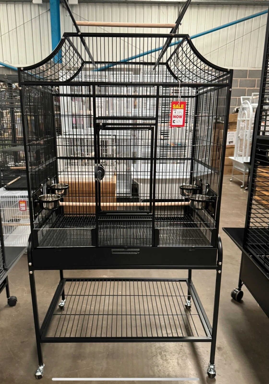 Parrot-Supplies Tampa II Open Top Parrot Cage With Stand - Black,