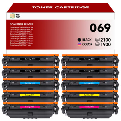 10 Pack 069 Toner Cartridge Set Replacement for Canon imageCLASS MF753Cdw MF751