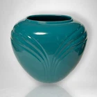 Vintage Haeger Teal Ceramic 9.5”x10” Vase Art Deco Design 4866 1985 Beautiful
