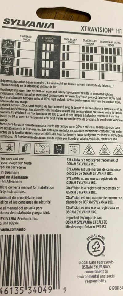 Bombilla de faro Sylvania Xtravision H1 Foto 2 de 2