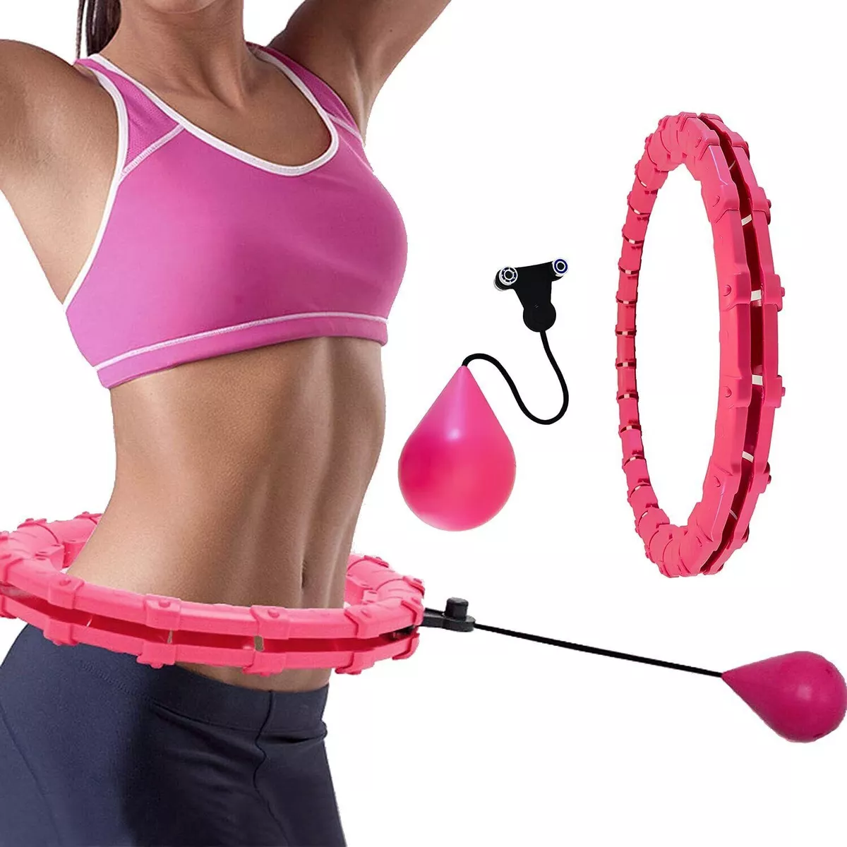 Smart Weighted Exercise Hula Circle Fitness for Adults Women Weight Loss 2  in 1 Adjustable Waist Abdomen Massage with 24 Detachable Knots Fitness  Equipment 