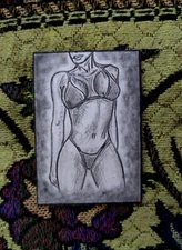 ORIGINAL HANDMADE DRAWING ARTWORK/ACEO DECO ART /NEDE/WOMAN /HANDWORK /2.4X3.4