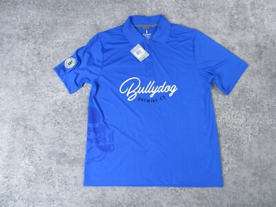 Bulldog Brewing Co Polo Shirt Mens Medium Blue Short Sleeve Elevate Brewery *
