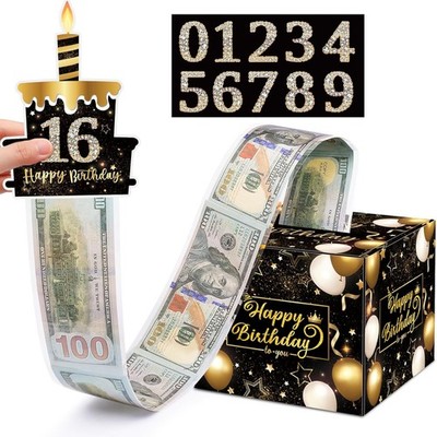 Birthday Money  Box with DIY Stickers for Any Age, Surprise Money Boxes for Cash