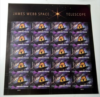 5 HOJAS EE. UU. 100 Telescopio Espacial James Webb SELLOS PARA SIEMPRE Valor $78.00