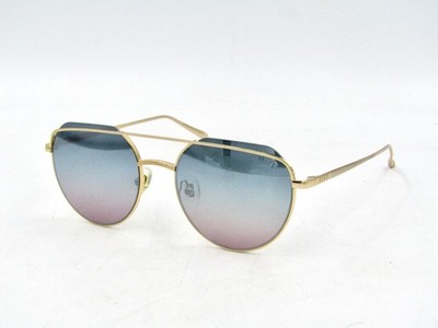 DIFF Eyewear Rayne Metal Round Sunglasses, Gold / Gradient Blue Fade 54mm #799