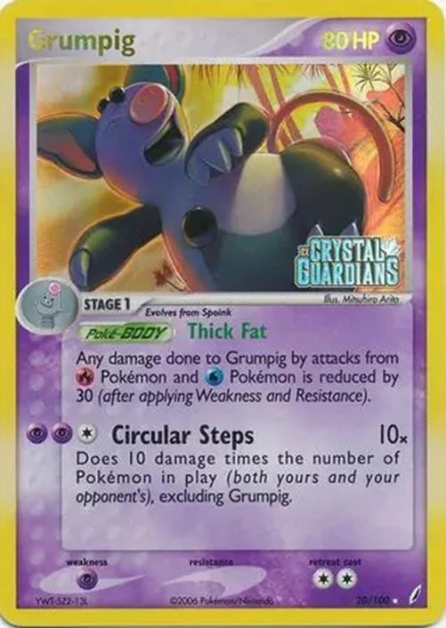 Grumpig - 20/100 - Pokemon Crystal Guardians Reverse Holo Card NM
