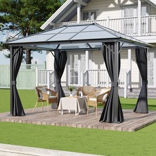 Large Frame Gazebo with Sides 3x3m 3x3.6m Privacy Walls Heavy Duty Hardtop Roof