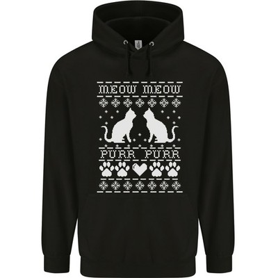 Weihnachten Katze Meow Purr Lustig Weihnachten Herren 80% Baumwolle Kapuzen