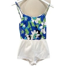 Vintage Catalina 50  s/60  s Floral White 1 Pc Swimsuit Art of the Eve SZ 10