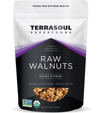 Raw Organic Walnuts, 16 Oz - Chandler Variety | Fresh | Light Color