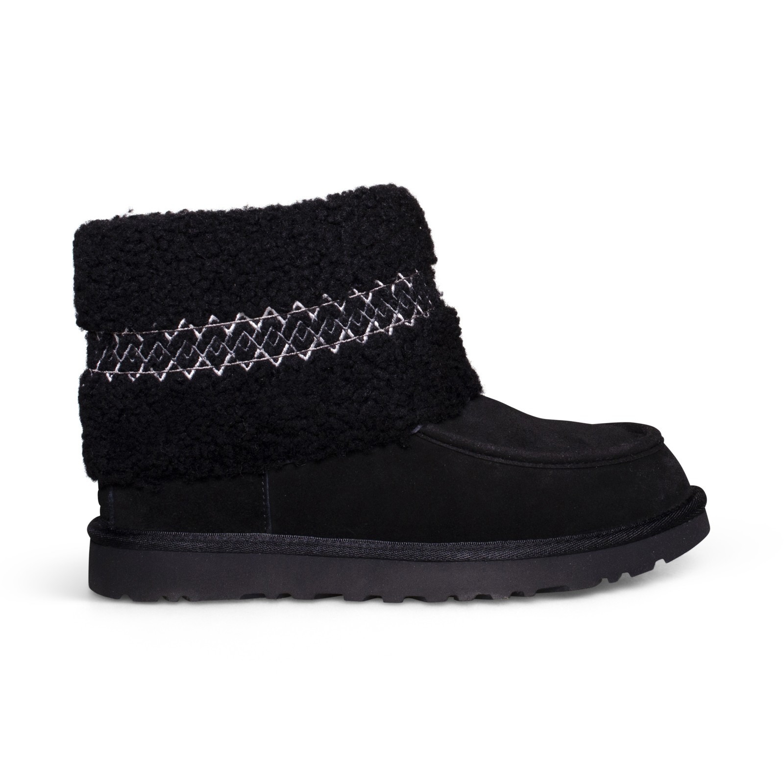 UGG MINI UGG BRAID BLACK SUEDE SHEEPSKIN WOMEN'S ANKLE BOOTS SIZE US 9/UK 7 NEW