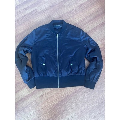 Zara Basic Collection Black Satin Bomber Jacket Women L