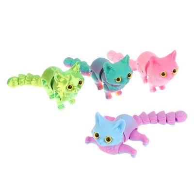 3D Printed Cute Kitten With Movable Tail Joint Children's Toy Model Car Ornament