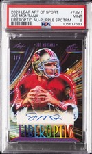 2023 LEAF ART OF SPORT FIBEROPTIC AUTOS PURPLE SPECTRUM JOE MONTANA 1/5 PSA 9