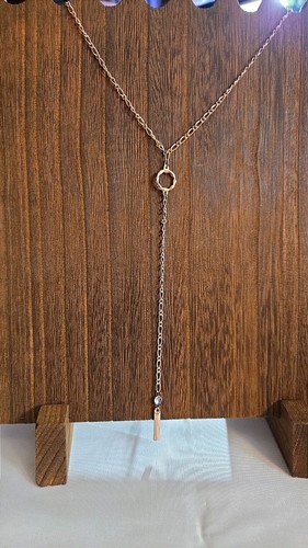 LC Rose Gold Tone XL Fashion Necklace Crystal Charm