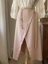 Vintage style Dusky Rose Satin Wrap Midi Skirt | Old Money Aesthetic | Size UK 8