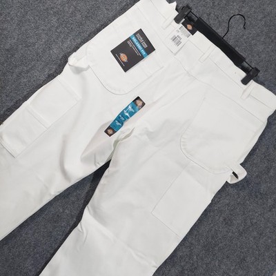 Dickies Double Knee Utility Pants Mens 40x32 White Relaxed Fit Workwear