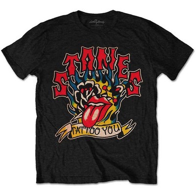 Men's Rolling Stones Tattoo You Blue Flames Slim Fit T-shirt Large Black