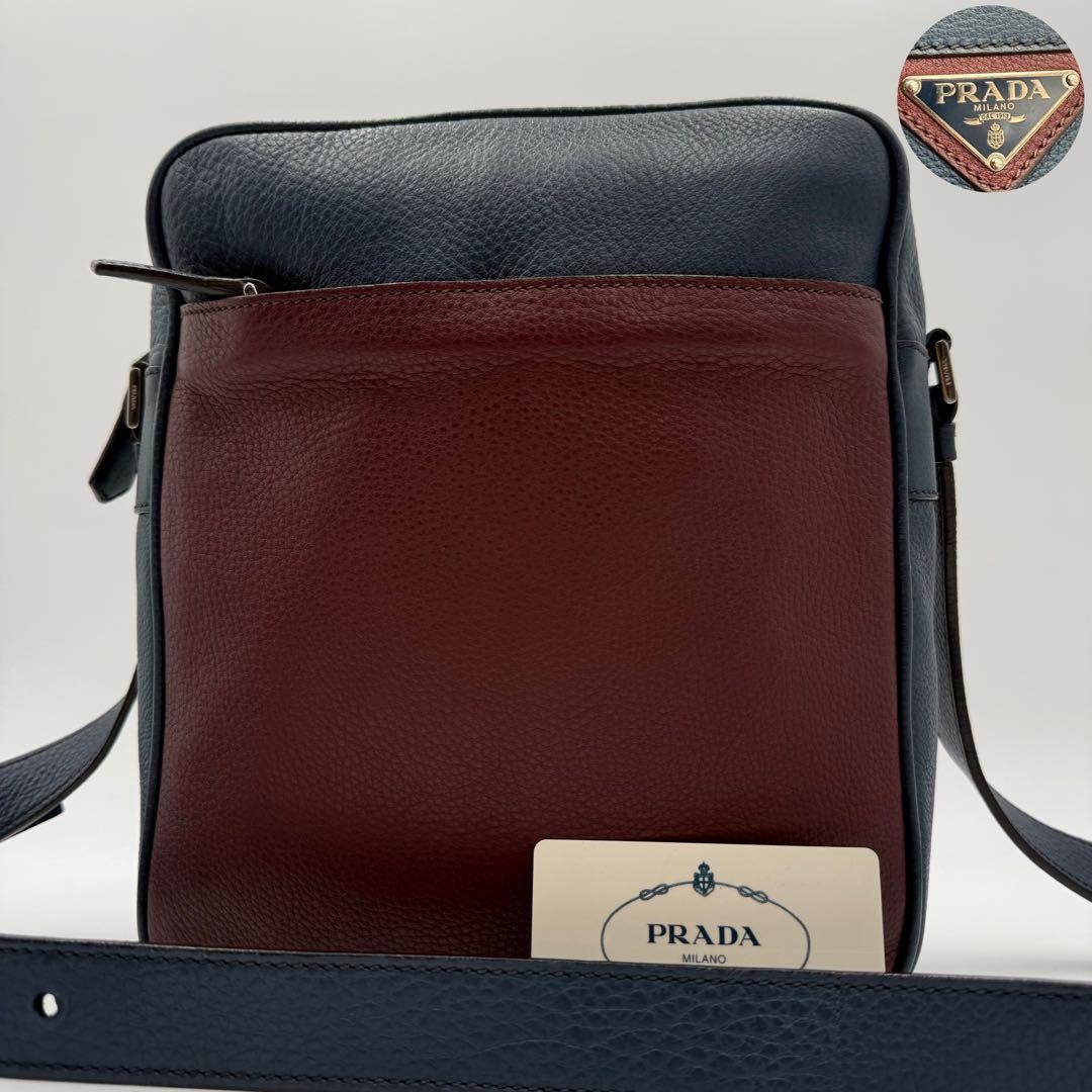 Prada Triangle Logo Shoulder Bag Red Leather Authentic