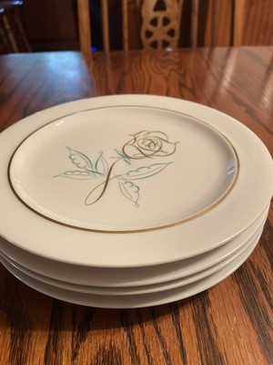 Spencerian Rose By Easterling Bavaria Germany Set Of 4 Salad Plates