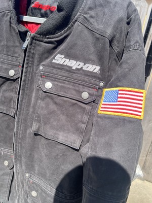 Snap On Tools Silver Logo Hooded Workwear Jacket American Flag