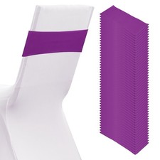 50 Pcs Spandex Chair Sashes Bows with Slider Buckle, Violet