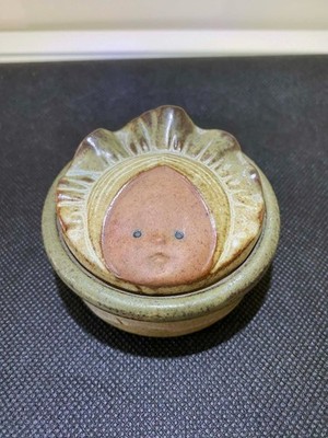 Adorable Ceramic Trinket Box with Baby's Face Design