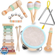 Raimy Musical Instruments Set - Neutral Colors Wooden Montessori Toys Percuss