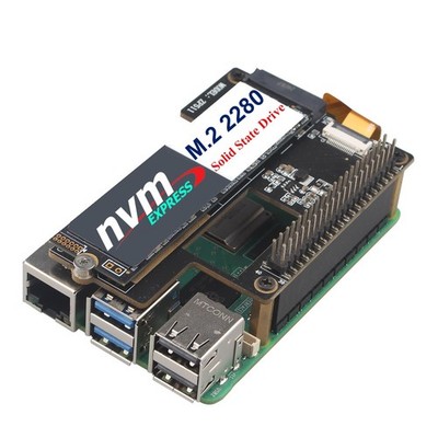 ZP511 PCIe to M.2 Key M NVMe HAT SSD Hard Drive Adapter Board PIP PCIe Periph...